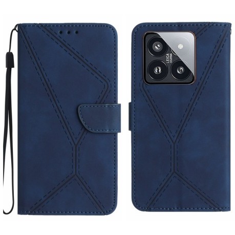 Чехол-книжка Stitching Embossed Leather For Xiaomi 14 Pro - синий