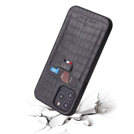 Противоударный чехол Fierre Shann Crocodile Texture для iPhone 12 Pro Max - серый