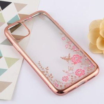 Силиконовый чехол Flowers Patterns Electroplating Soft на iPhone 11 Pro- розовое золото