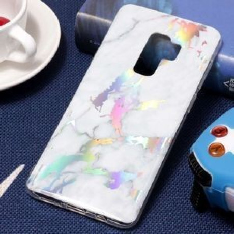 Чехол накладка на Samsung Galaxy S9+/G965 Color Plating Marble Texture белый