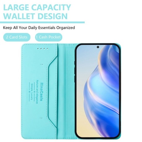 Чехол-книжка RC01 Dual-Folded Magnetic Suction RFID Leather на Motorola Moto G85 - зеленый