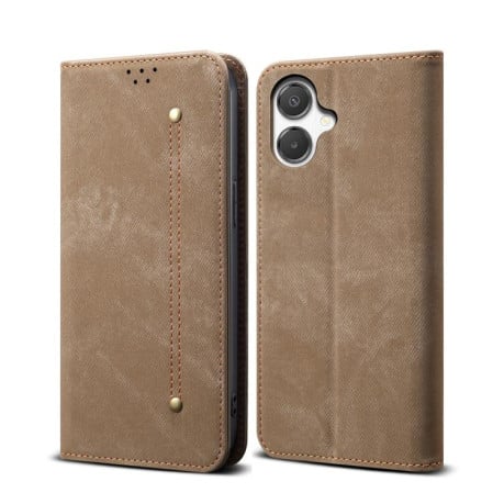 Чохол-книжка з джинсовою тканиною casual на Samsung Galaxy A07 4G - хакі
