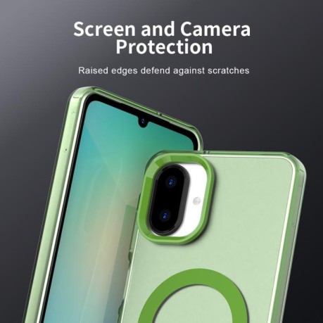 Противоударный чехол Candy Magsafe PC Hybrid TPU для Samsung Galaxy A07 4G - зеленый