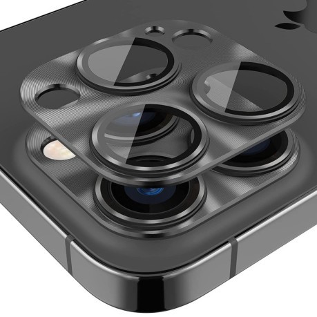 Захисне скло на камеру ENKAY Aluminium для iPhone 15 Pro/15 Pro Max - чорне