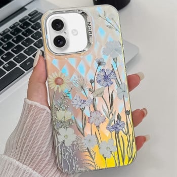 Чохол Electroplating Laser Flower Texture для iPhone 16 Plus - Chrysanthemum