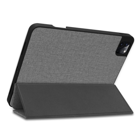 Противоударный чехол-книжка Fabric Denim на iPad Pro 12.9 inch 2020 -серый