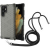Противоударный чехол Honeycomb with Neck Lanyard для Samsung Galaxy S22 Ultra 5G - черный