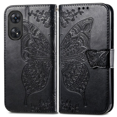 Чехол-книжка Butterfly Love Flower Embossed для OPPO Reno8 T 4G - черный