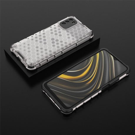 Противоударный чехол Honeycomb на Xiaomi Poco M3 - белый