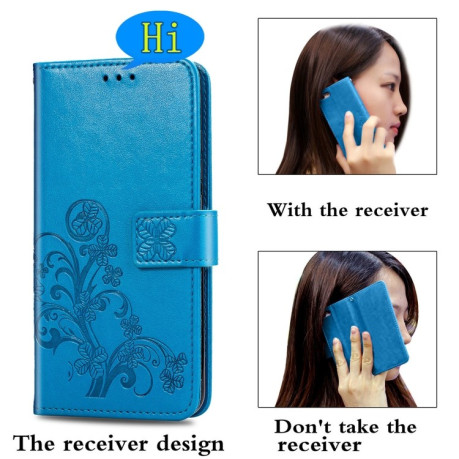 Чехол-книжка Four-leaf Clasp Embossed Buckle на Samsung Galaxy S21 Plus - синий