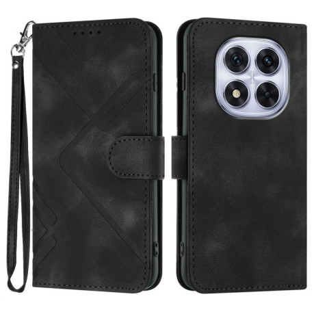Чехол-книжка Line Pattern Skin Feel Leather для Xiaomi  Redmi Note 14 Pro 5G/Poco X7 - черный
