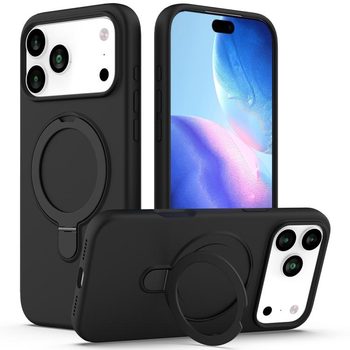 Чохол Escase з рідкого силікону з кільцем і MagSafe на iPhone 18 Pro Max / 17 Pro Max — чорний