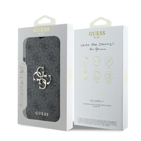 Оригінальний чохол-книжка Guess 4G Metal Logo для iPhone 16 Plus - Black