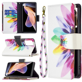 Чехол-кошелек Colored Drawing Pattern для Xiaomi Redmi Note 11 Pro 5G (China)/11 Pro+ - Sun Flower
