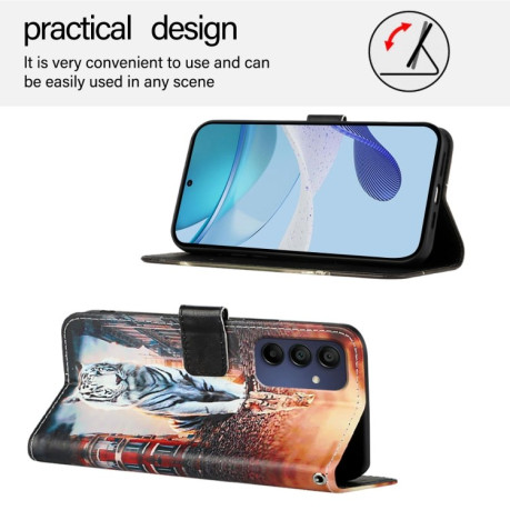 Чехол-книжка Colored Drawing Pattern Plain Weave Leather для Samsung Galaxy A16 5G - Cats And Tigers