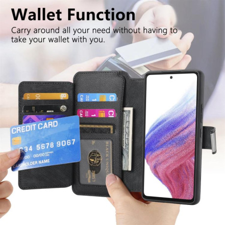 Чохол-книжка CaseNeo MagSafe RFID Anti-theft Zipper Wallet Retro Leather для Realme GT 7 Pro - чорний