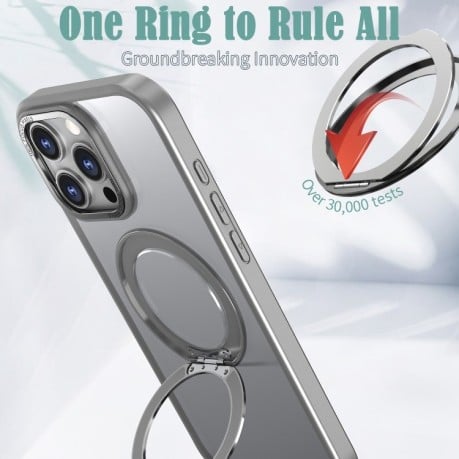 Противоударный чехол Wing Series MagSafe Magnetic Ring Holder для  iPhone 16 Pro - Titanium Gray