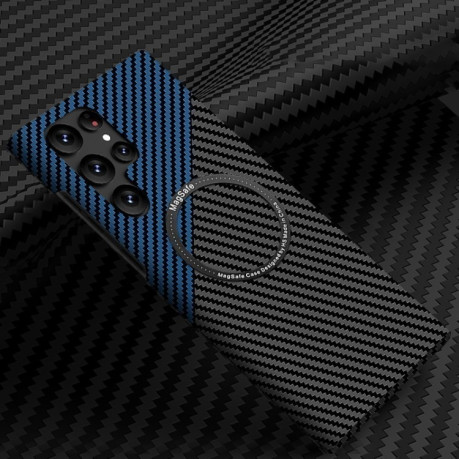 Протиударний чохол Carbon Fiber Texture (MagSafe) для Samsung Galaxy S25 Ultra 5G - чорно-синій