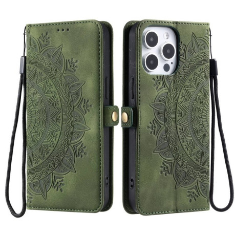 Чехол-книжка Totem Embossed Magnetic Leather для iPhone 16 Pro Max - зеленый