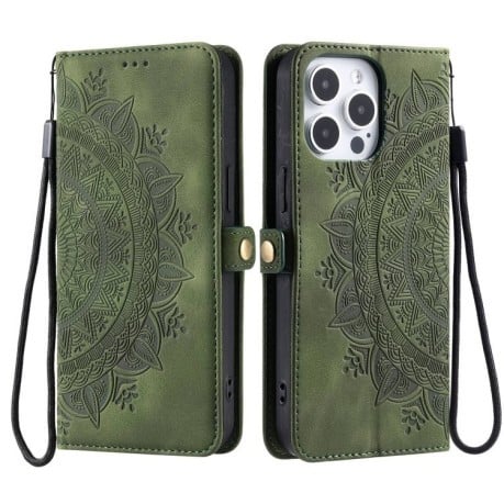 Чохол-книжка Totem Embossed Magnetic Leather для iPhone 16 Pro - зелений