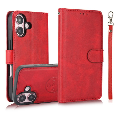 Чохол-книжка Calf Texture 2 in 1 Detachable Magnetic на iPhone 16 - червоний