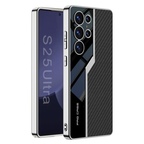 Противоударный чехол GKK Plating TPU + Leather Supercar  для Samsung Galaxy S25 Ultra 5G - Fiber