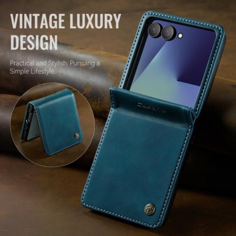 Чохол-книжка CaseMe 033 з фактурою Calf та захистом від сканування RFID на Samsung Galaxy Filp 7 5G - зелений