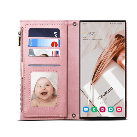 Чехол-кошелек Retro Frosted для Samsung Galaxy S22 Ultra 5G - розовое золото