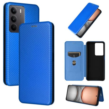 Чехол-книжка Carbon Fiber Texture на Realme C75 4G Global - синий