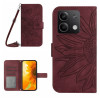 Чехол-книжка Skin Feel Sun Flower для Xiaomi Redmi Note 13 4G Global - винно-красный