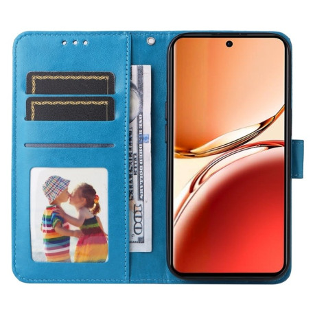Чехол-книжка Embossed Sunflower для OPPO Reno12 F/12 FS- синий