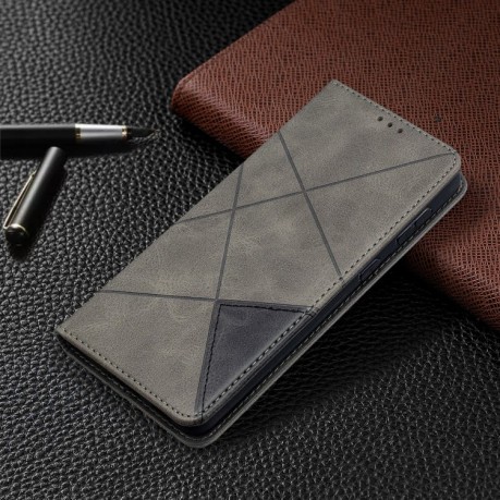 Чехол-книжка Rhombus Texture на Samsung Galaxy S21 Plus - серый