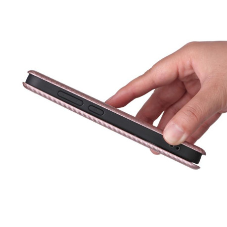 Чехол-книжка Carbon Fiber Texture на OnePlus 13T - розовый