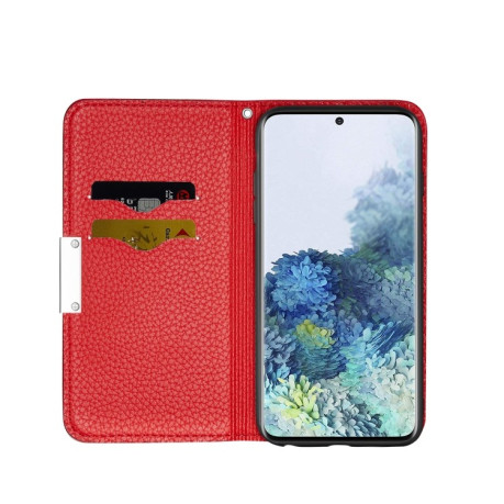 Чехол-книжка Litchi Texture Solid Color на Samsung Galaxy S21 FE - красный