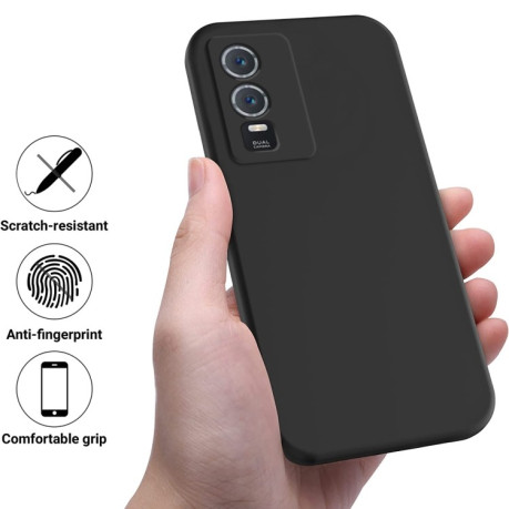 Силіконовий чохол Solid Color Liquid Silicone на Vivo Y76 5G/Y76s - чорний
