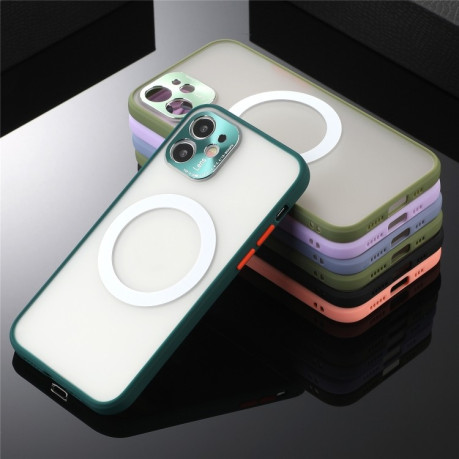 Ударопрочный чехол Skin Feel with Metal Lens для iPhone 11 - темно-зеленый