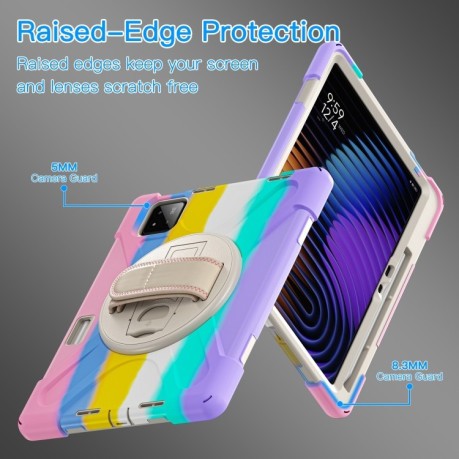 Чехол Rotatable Holder Silicone Hybrid PC для Xiaomi Pad 7 / 7 Pro - Pink