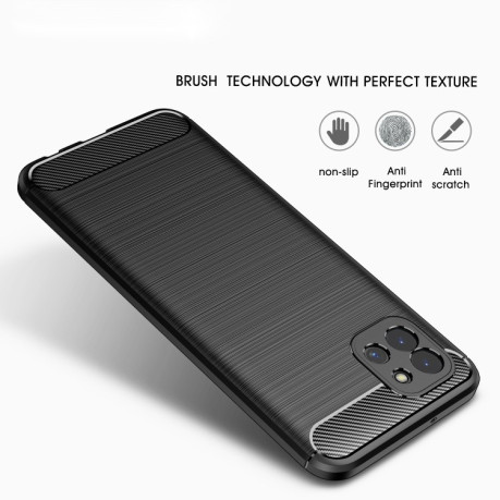 Чехол Brushed Texture Carbon Fiber на Samsung Galaxy A03 - черный