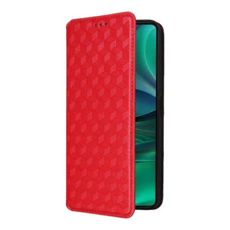Чехол-книжка Stylus Cubic Grid Texture Flip Leather для Motorola Edge 60 - красный