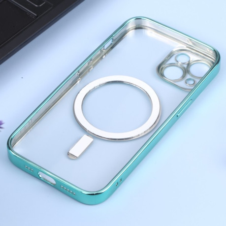 Противоударный чехол MagSafe Electroplating Straight для iPhone 14 - зеленый