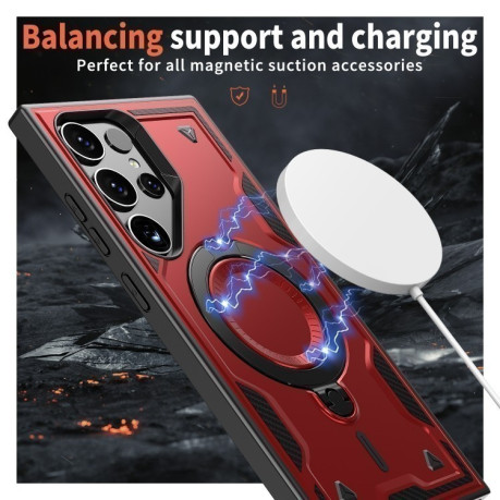 Протиударний чохол MagSafe Holder Armor PC Hybrid  для Samsung Galaxy S25 Ultra 5G - червоний