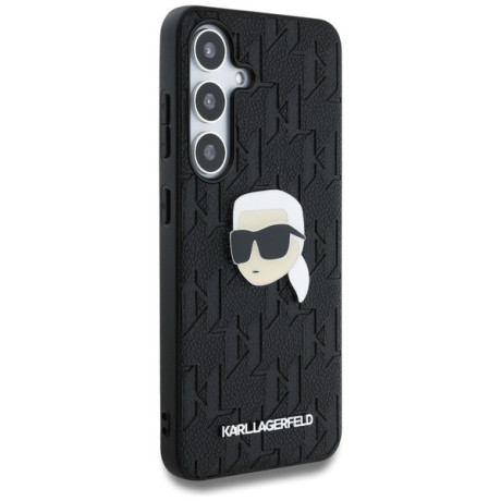 Оригинальный чехол Karl Lagerfeld Leather Monogram Pin Logo Karl Head для Samsung Galaxy S25 - Black