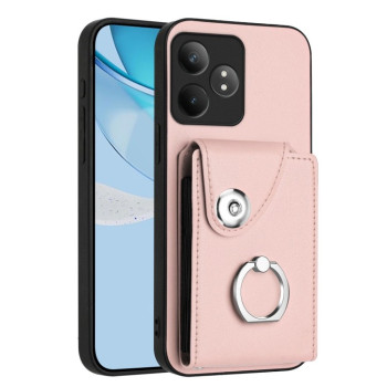 Противоударный чехол Organ Card Bag Ring Holde для Realme GT Neo6 / GT 6T 5G - розовый