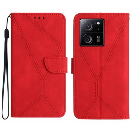 Чехол-книжка Stitching Embossed Leather для Xiaomi 13T / 13T Pro - красный