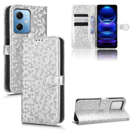 Чехол-книжка Honeycomb Dot для Xiaomi Redmi Note 12 5G - серебристый