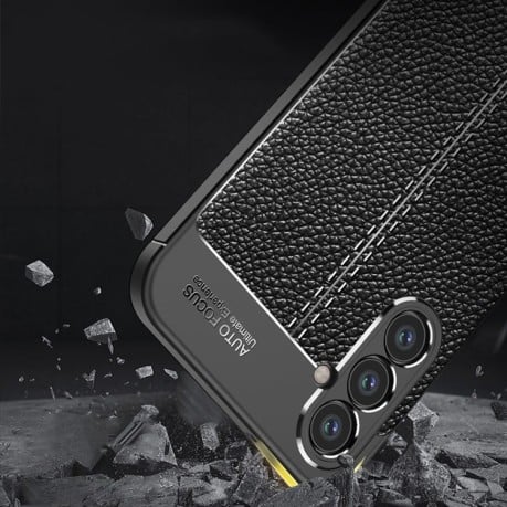 Противоударный чехол Litchi Texture на Samsung Galaxy A34 - черный