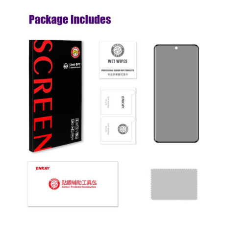 Защитное стекло ENKAY Hat-Prince Heat Bending Privacy Screen для Motorola Edge 60 Fusion - черное