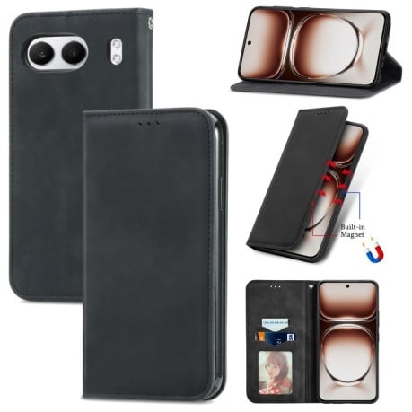Чохол-книжка Retro Skin Feel Business Magnetic для OnePlus Nord 4 - чорний