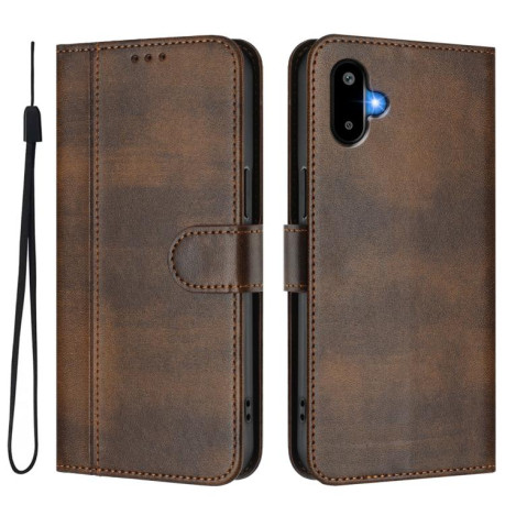 Чехол-книжка Line Splicing Buckle Retro Leather для Samsung Galaxy M06 5G - коричневый
