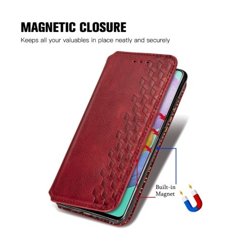 Чохол-книжка Cubic Grid Samsung Galaxy A51 - червоний